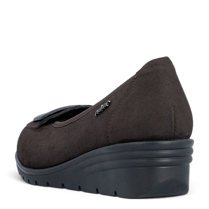 ada-shoes.ro Rieker brown suede casual wedge shoes with flexible sole and Antistress technology, side view