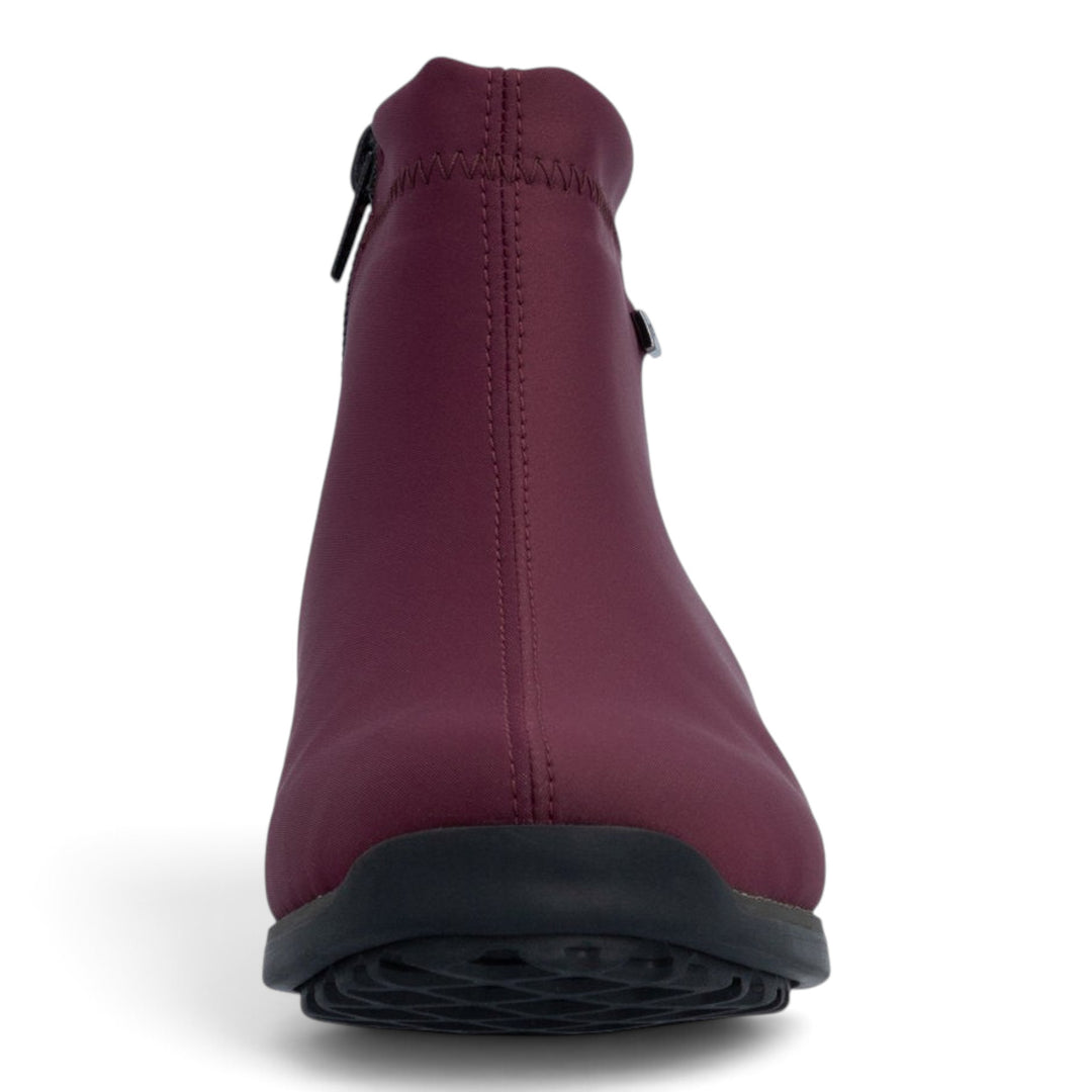 ada-shoes.ro Rieker burgundy stretch fabric ankle boots with warm lining, side zipper, and flexible sole
