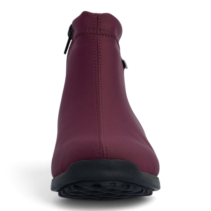 ada-shoes.ro Rieker burgundy stretch fabric ankle boots with warm lining, side zipper, and flexible sole