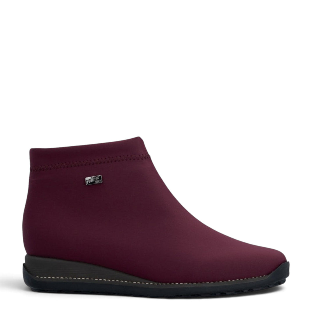 ada-shoes.ro Rieker burgundy stretch textile ankle boots with warm lining and flexible sole for winter