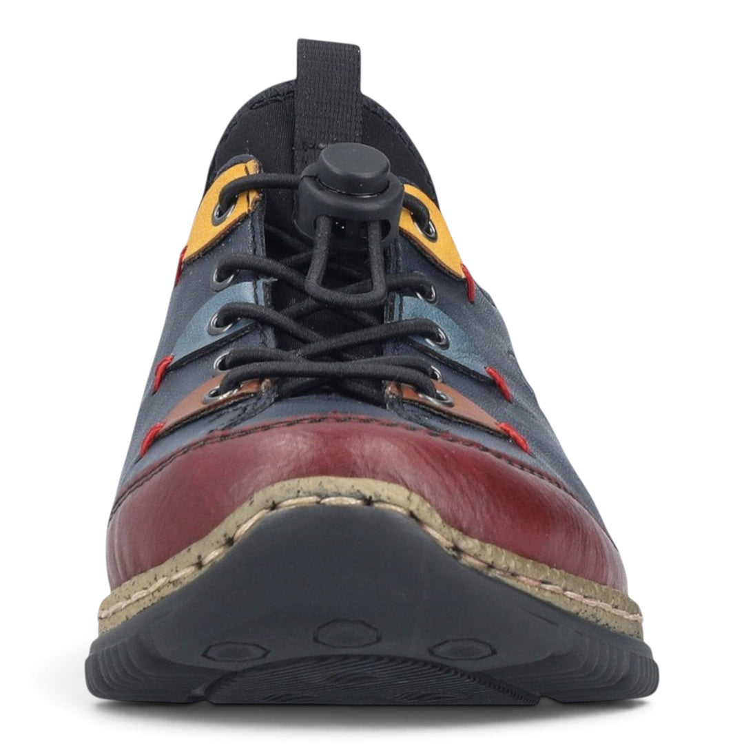 ada-shoes.ro Rieker N3271-35 casual shoes in multi-coloured leather with a bungee lace system and black rubber sole.