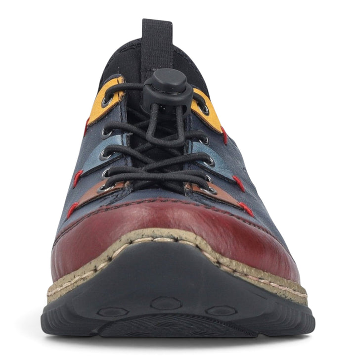 ada-shoes.ro Rieker N3271-35 casual shoes in multi-coloured leather with a bungee lace system and black rubber sole.