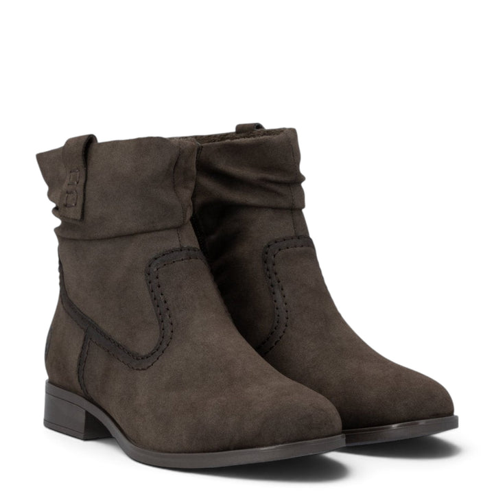 ada-shoes.ro Rieker dark brown faux leather ankle boots with velvet lining and side zipper for winter
