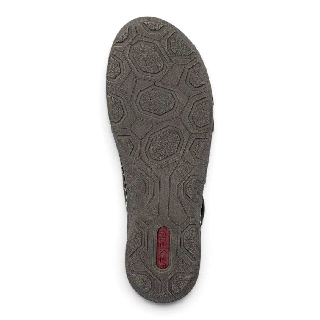 ada-shoes.ro Rieker green ankle boot sole with textured hexagonal tread pattern for grip and stability