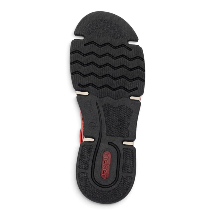 ada-shoes.ro Rieker red ankle boot black rubber outsole with textured tread pattern for grip