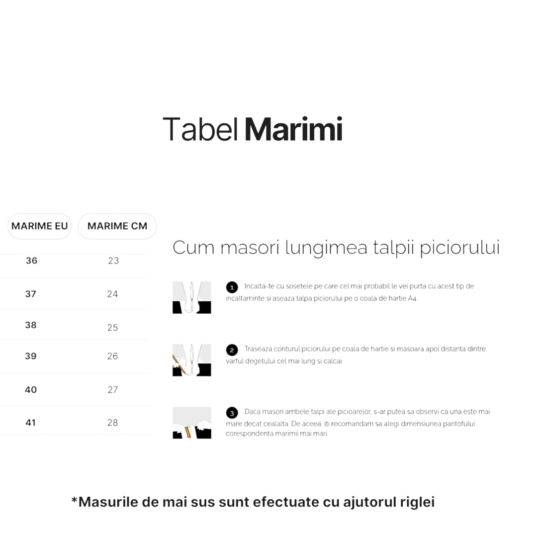 ada-shoes.ro size guide chart for Anna Viotti sneakers showing EU and CM measurements with foot measuring steps