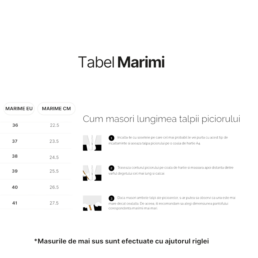 ada-shoes.ro size guide chart for Anna Viotti footwear with instructions on how to measure foot length