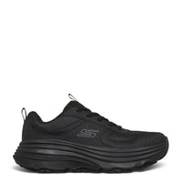 ada-shoes.ro SKECHERS Relaxed Fit Max Cushioning Zirrus black mesh sneakers with thick cushioned sole and lace-up design.
