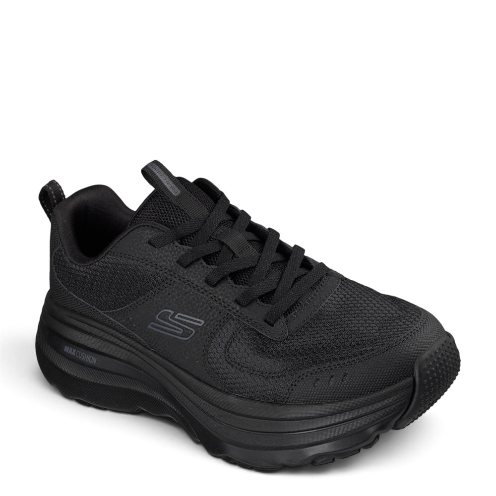 ada-shoes.ro SKECHERS Relaxed Fit Max Cushioning Zirrus black mesh sneakers with thick cushioned sole and lace-up fit.