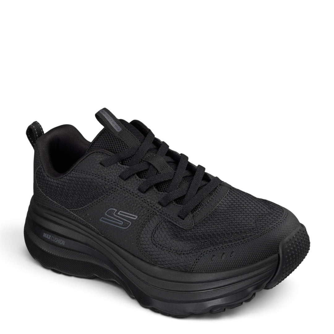 ada-shoes.ro SKECHERS Relaxed Fit Max Cushioning Zirrus black mesh sneakers with thick cushioned sole and lace-up fit.