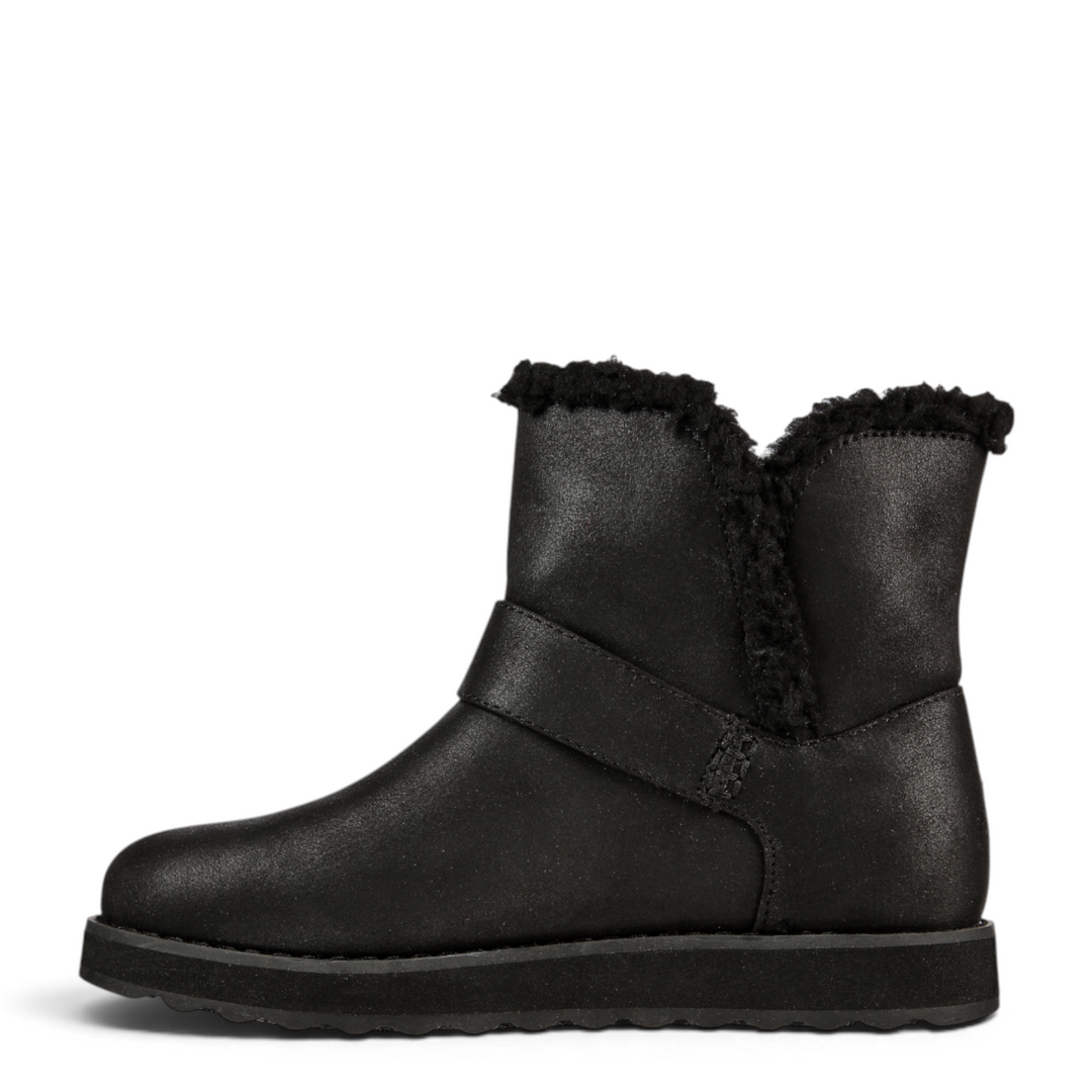 ada-shoes.ro Skechers Keepsakes Cabin Feels black faux leather winter boots with warm faux fur lining and flat sole