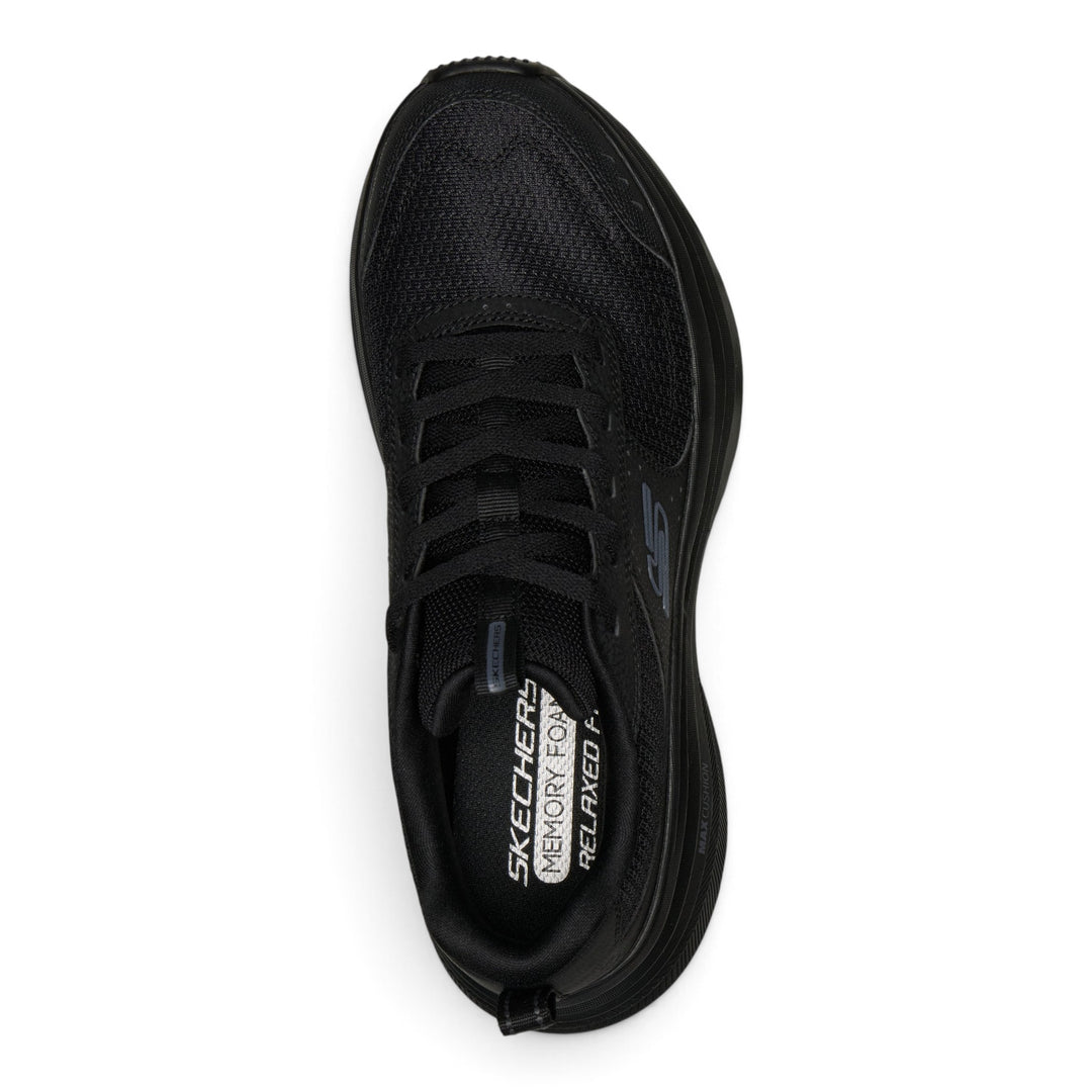 ada-shoes.ro SKECHERS Relaxed Fit Max Cushioning Zirrus black mesh sneakers with memory foam insoles, top view.