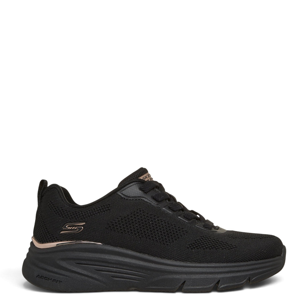 ada-shoes.ro Skechers Bobs Arch Fit Elev8 black knit sneakers with cushioned arch support and flexible sole