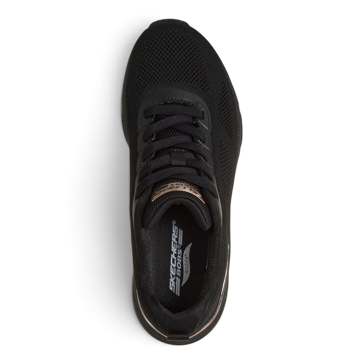 ada-shoes.ro Skechers Bobs Arch Fit Elev8 black knit sneakers with cushioned insoles and lace-up closure