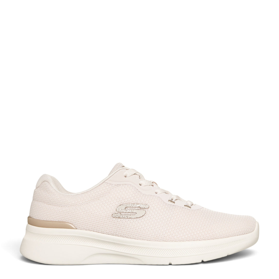 ada-shoes.ro Skechers Dynamight-Radiant Hour cream textile trainers with memory foam sole and side logo detail