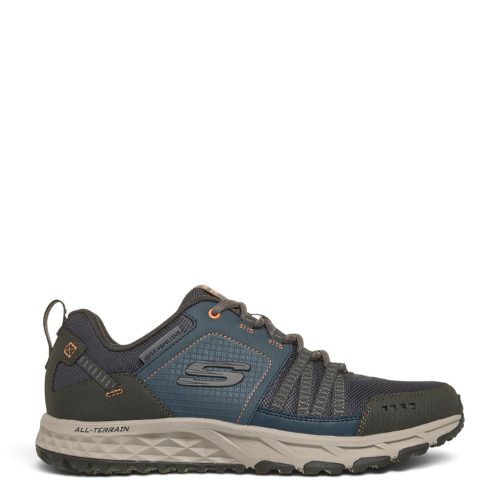 ada-shoes.ro Skechers Escape Plan navy and grey trail running shoes with orange accents and all-terrain sole