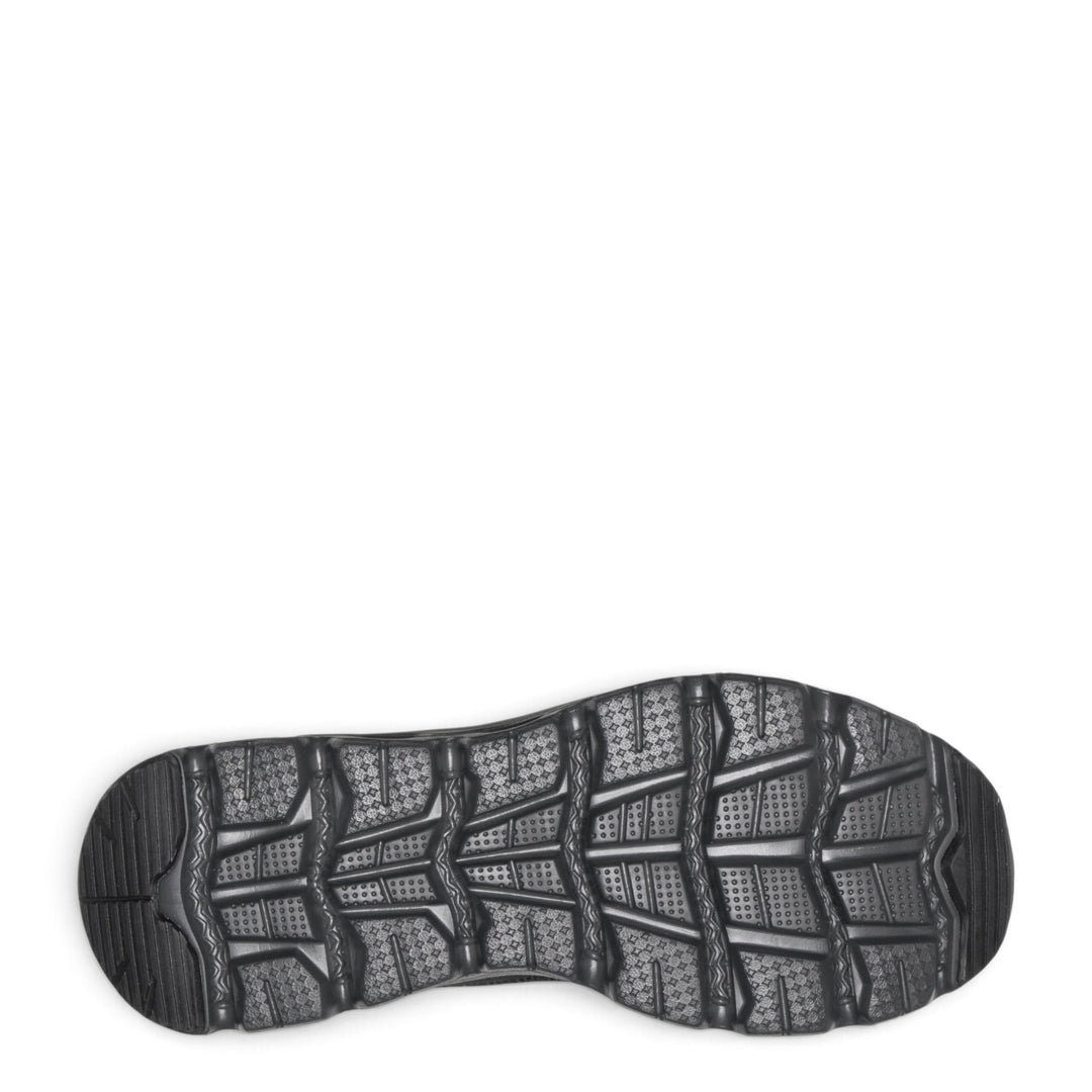 Black Skechers Glide-Step outsole from ada-shoes.ro featuring a geometric tread pattern for urban grip