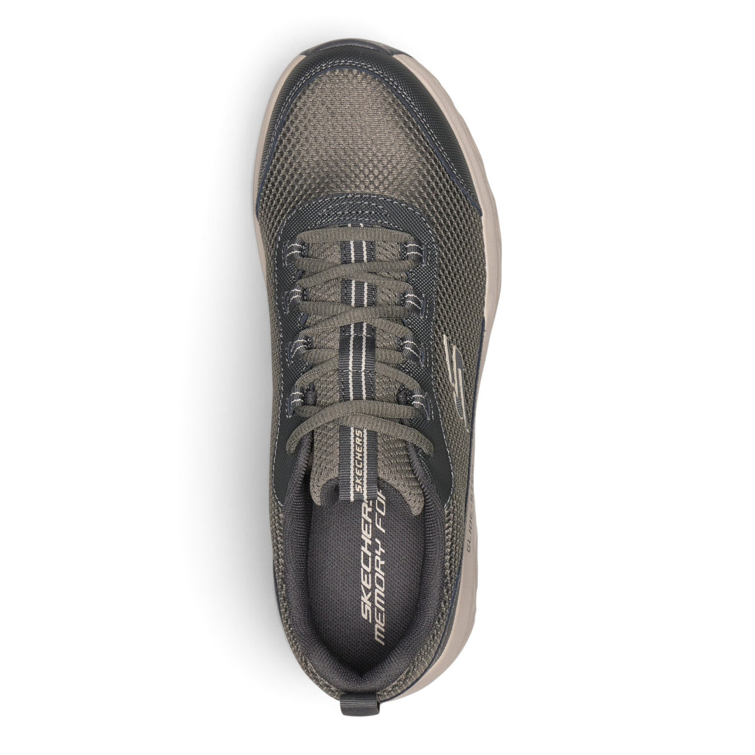 ada-shoes.ro Skechers Glide-Step olive mesh sneakers with Memory Foam insoles and lace-up closure, top view