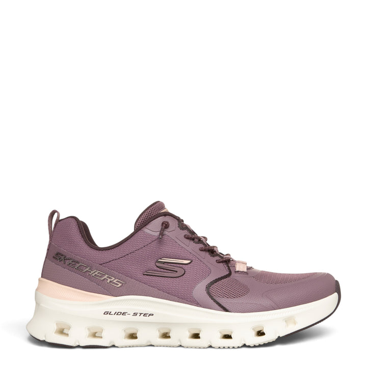 ada-shoes.ro Skechers Glide-Step Pro plum purple mesh sneakers with cushioned white sole and lace-up closure