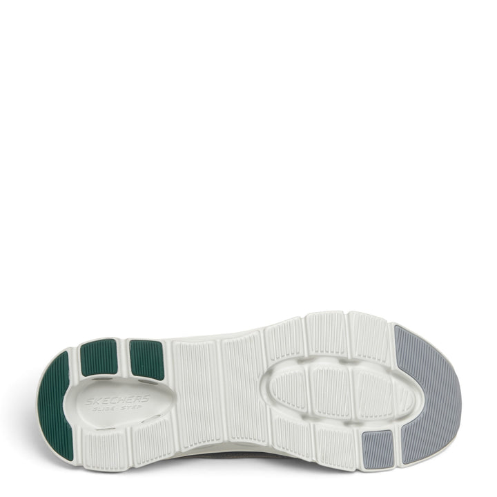 ada-shoes.ro Skechers Glide-Step Pro Waver sneaker outsole featuring white foam with green and grey traction pads