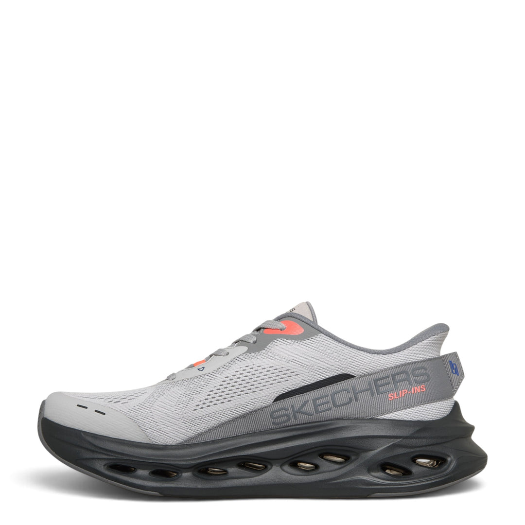 ada-shoes.ro Skechers Max Cushioning Glide-Step grey and black mesh running shoe with thick cushioned sole