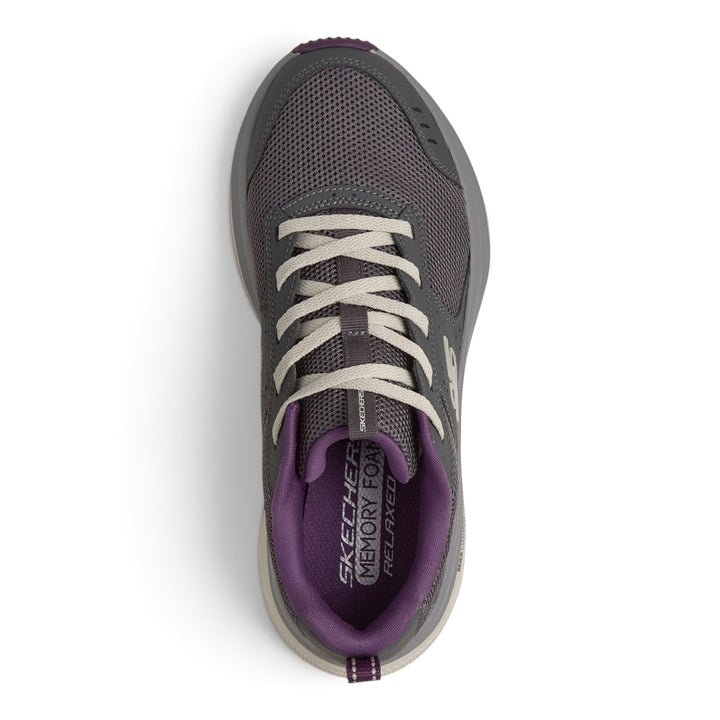 ada-shoes.ro Skechers Max Cushioning Zirrus grey mesh running shoes with purple accents and memory foam insoles