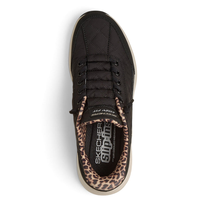ada-shoes.ro Skechers Slip-ins Contour Foam black sneakers with leopard print collar and quilted upper