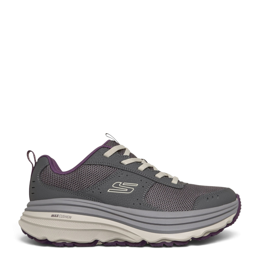 ada-shoes.ro Skechers Max Cushioning Zirrus grey mesh running shoes with purple accents and thick cushioned sole