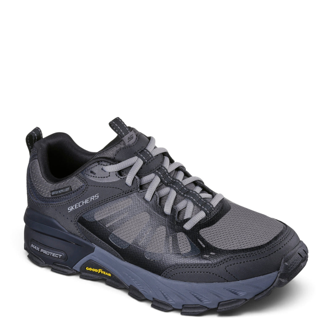 ada-shoes.ro SKECHERS Max Protect Sherwood Ridge black and charcoal water-repellent outdoor sneakers with Goodyear sole