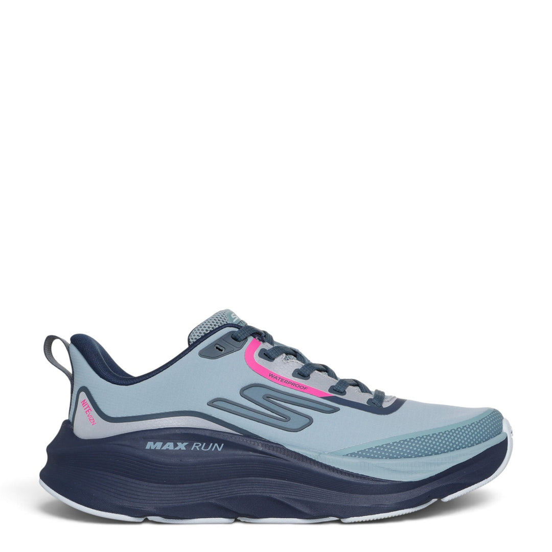 ada-shoes.ro Skechers Max Run Vorteza waterproof running shoes in light grey and navy with pink accents