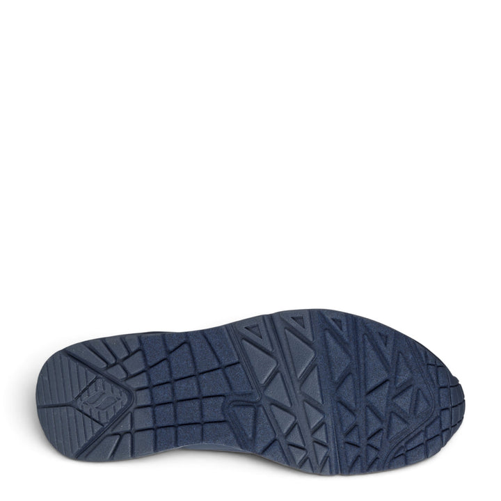 ada-shoes.ro Skechers Uno navy blue sneaker sole with a textured, high-traction tread pattern for stability.