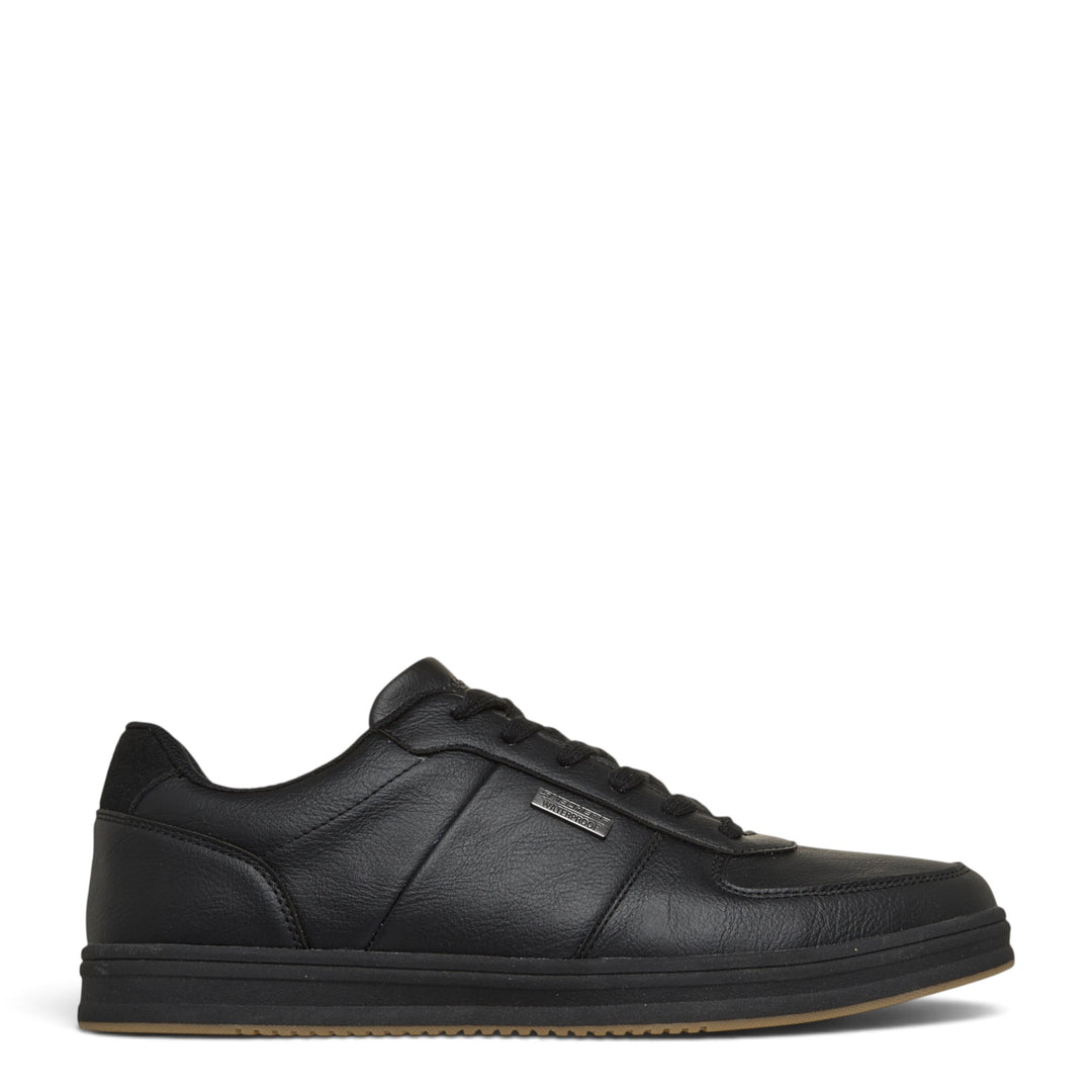 ada-shoes.ro Skechers Palmiro Monty waterproof black leather sneakers with memory foam insoles and lace-up closure