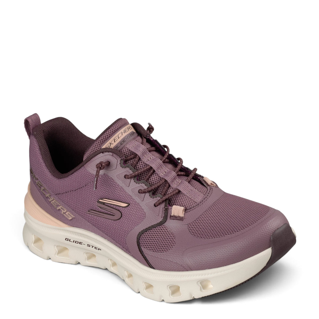 ada-shoes.ro Skechers Glide-Step Pro purple mesh sneakers with cushioned beige sole and memory foam insole