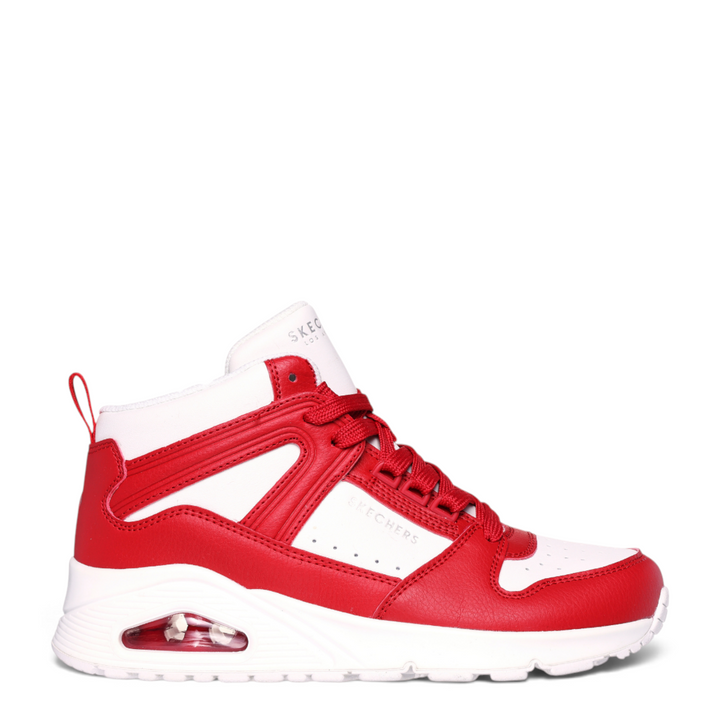 ada-shoes.ro Skechers Uno High Regards red and white faux leather high-top sneakers with Skech-Air cushioned sole