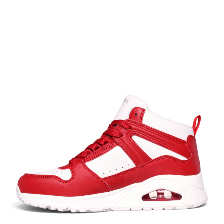 ada-shoes.ro Skechers Uno High Regards high-top sneakers in red and white synthetic leather with air-cushioned sole