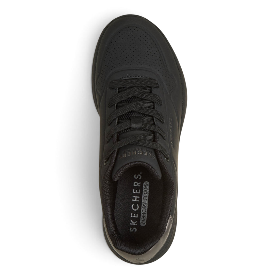 ada-shoes.ro Skechers Uno Lite 2 black sneakers with lace-up closure, perforated front, and memory foam insole