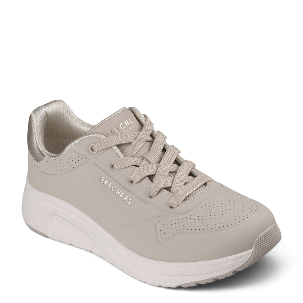 ada-shoes.ro Skechers Uno Lite 2 beige sneakers with perforated details, satin accents, and cushioned platform sole