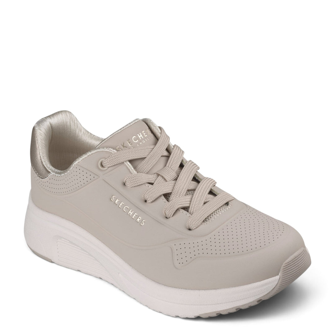 ada-shoes.ro Skechers Uno Lite 2 beige sneakers with perforated details, satin accents, and cushioned platform sole