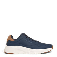 ada-shoes.ro Skechers Uno Lite navy blue sneakers with brown heel detail and white cushioned sole for men