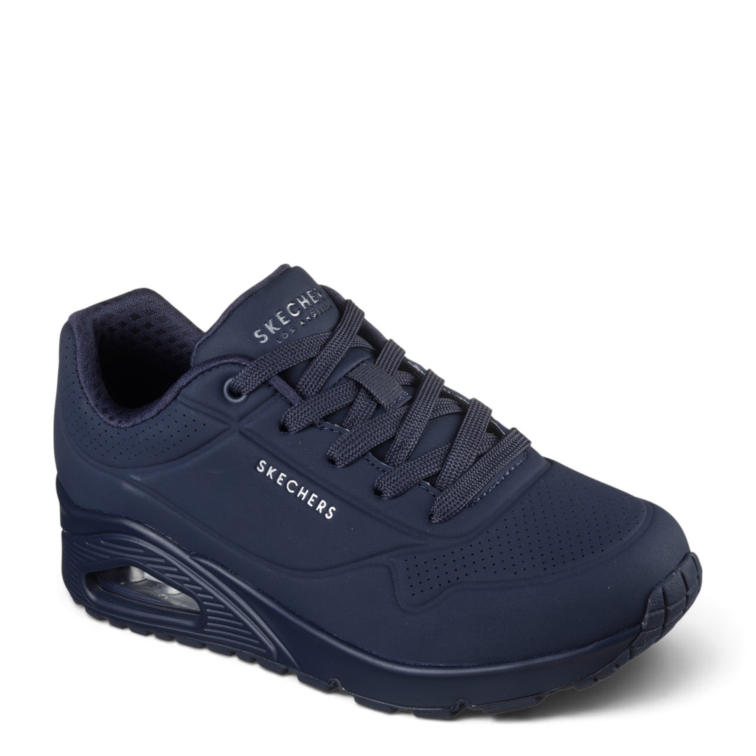 ada-shoes.ro Skechers Uno Stand On Air navy blue sneakers with perforated details and visible air-cushion sole
