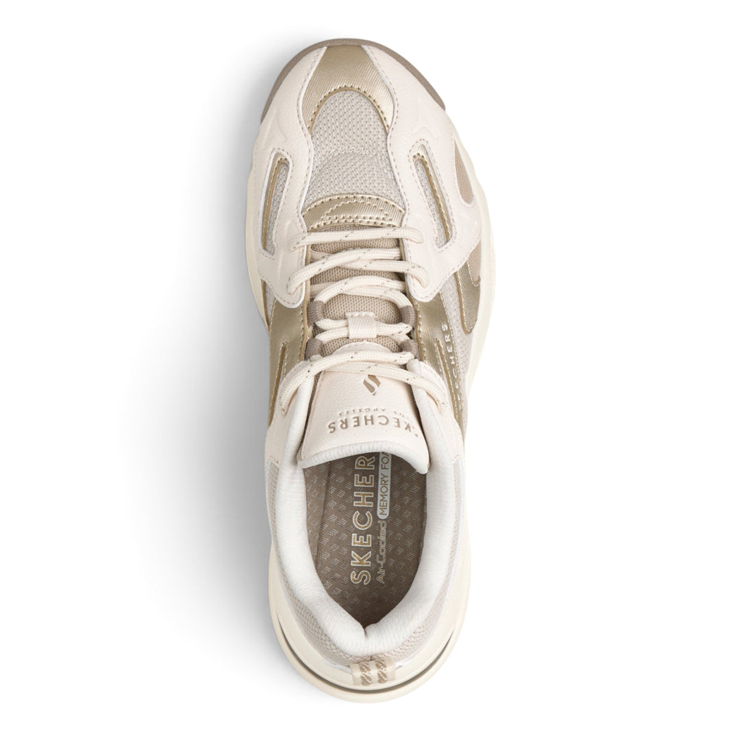 ada-shoes.ro Skechers Uno Ryze champagne sneakers with mesh and duraleather upper, top view