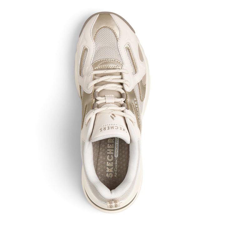 ada-shoes.ro Skechers Uno Ryze champagne sneakers with mesh and duraleather upper, top view