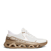 ada-shoes.ro Skechers Glide-Step Altus-Starlight Shine white and gold slip-in trainers with memory foam sole