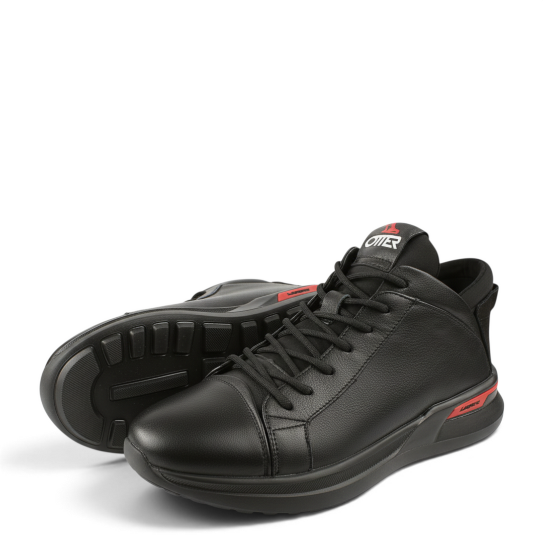 ada-shoes.ro OTTER black leather sports boots with elastic laces and flexible soles for men