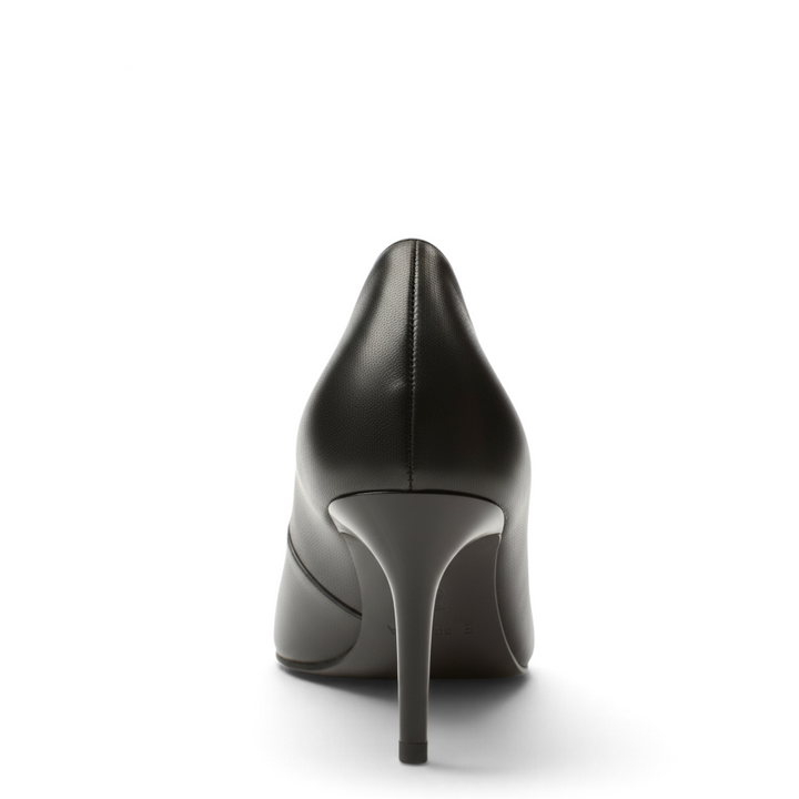 ada-shoes.ro Epica black leather stiletto heels with 7cm heel, back view showing elegant design