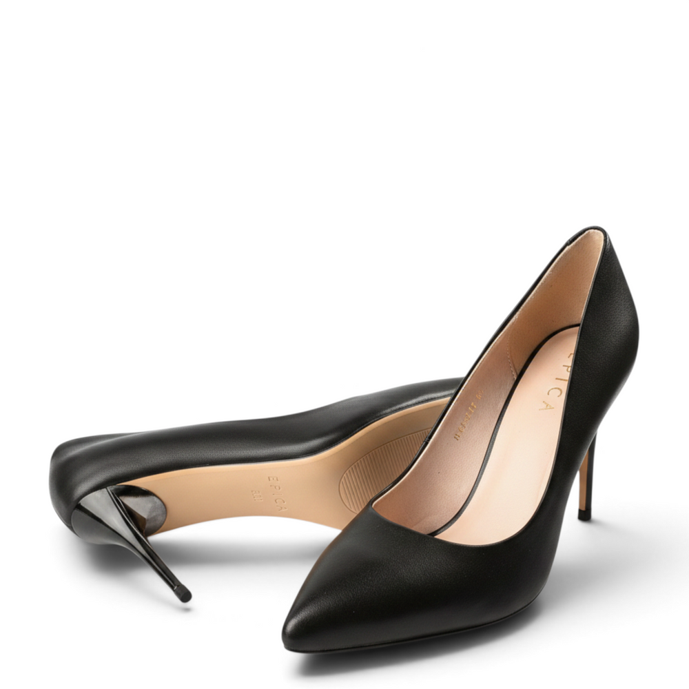 ada-shoes.ro Epica black leather stiletto pumps with a 7cm heel for elegant office or evening wear