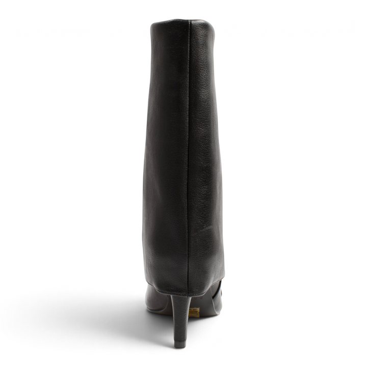 ada-shoes.ro Epica black leather boots with fold-over cuff and stiletto heel, back view