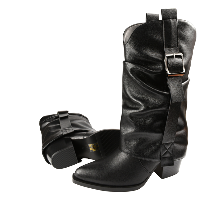 Cizme elegante, dama, EPICA, XS70001 negru, piele naturala, toc