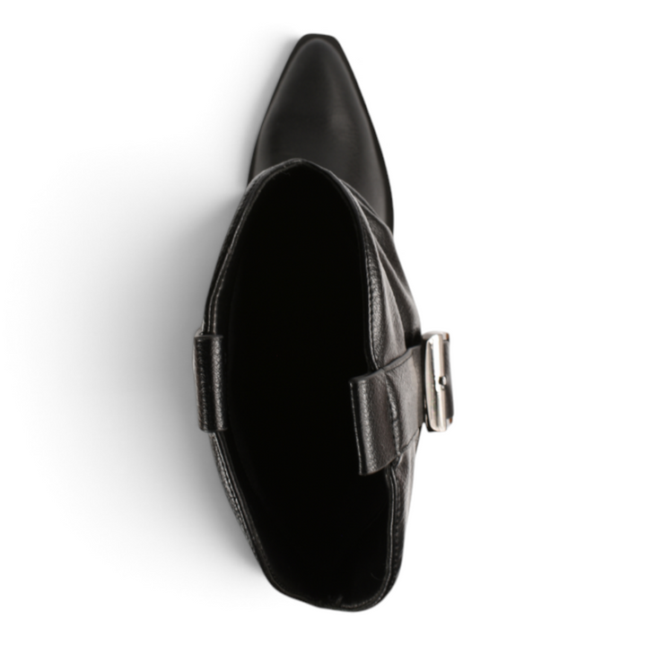 ada-shoes.ro Epica black leather stretch fit elegant boots with a 4cm heel, viewed from above