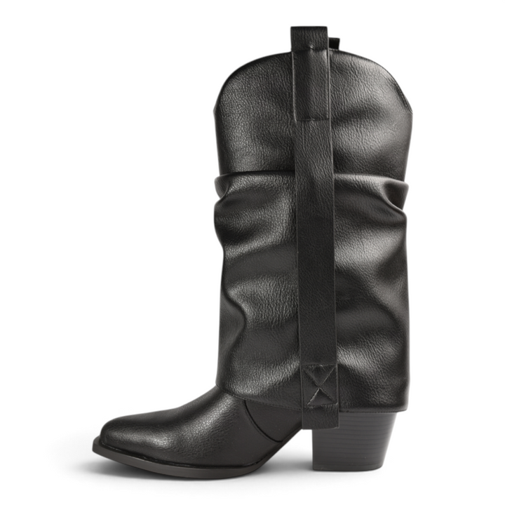 ada-shoes.ro Epica black leather stretch fit elegant boots with a 4cm heel and sock-like design